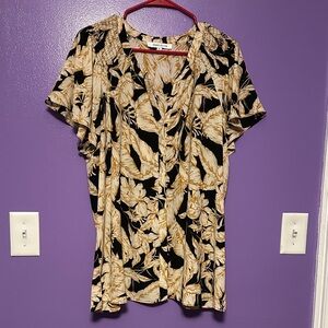 Rose & Olive Black and Cream Floral Blouse